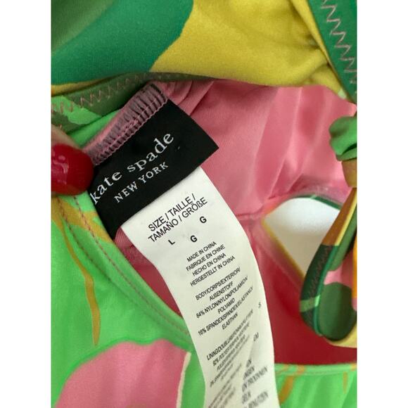 NWT Kate Spade Cutout One Piece Swimsuit in Cucumber Floral, L - Picture 4 of 5
